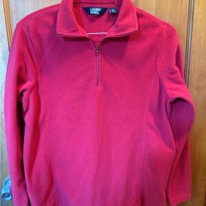 Lands' End Women's 1/4 Zip-Up Red Sweater